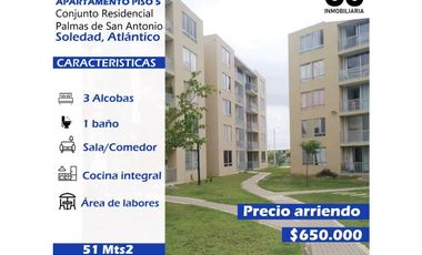 Se arrienda apartamento piso 5 Conj.residencial palmas de san antonio