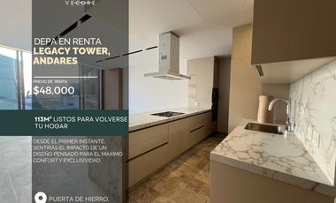 DEPARTAMENTO EN RENTA EN TORRE LEGACY, ZONA ANDARES, ZAPOPAN