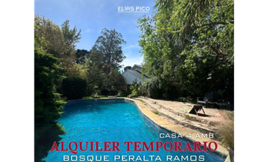 Alquiler temporario en Bosque Peralta Ramos con pileta y quincho