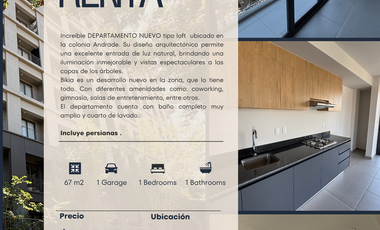 Departamento LOFT en renta en la Andrade