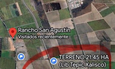 Rancho San Agustín Libramiento Tepic a Xalisco Nayarit Terreno Habitacional/Comercial