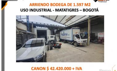 ARRIENDO BODEGA DE 1.597 M2 - MATATIGRES
