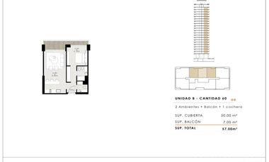 Departamento de 2 ambientes con cochera en Belvedere Yacht Nordelta