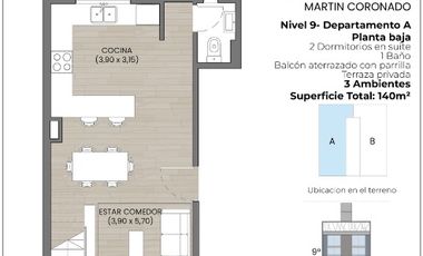 Departamento en venta en Martin Coronado