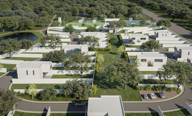 Terreno en venta en privada con vista a lago al norte de Mérida