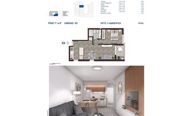 Rosario: Juan Manuel de Rosas 1177 Departamento 1 dormitorio desde 42 m2 hasta 47 m2 al frente con balcón, Santa Fe, Argentina