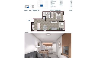 Rosario: Juan Manuel de Rosas 1177 Departamento 1 dormitorio desde 42 m2 hasta 47 m2 al frente con balcón, Santa Fe, Argentina