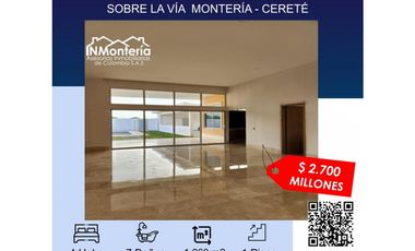 VENTA DE CASA EN CONJUNTO RESIDENCIAL SOBRE LA VIA  MONTERIA - CERETE