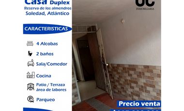Se vende Casa Dúplex / Reserva de los almendros, Soledad