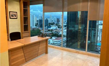OFICINA EN CALLE 50 PH GLOBAL BANK  AMOBLADA 103M2