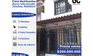 se vende Casa multifamiliar - Barrio villa estadio - Soledad