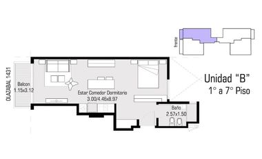 Departamento Monoambiente a Estrenar en Av Libertador y Olazabal, Belgrano