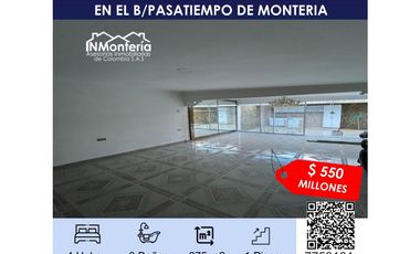 VENTA DE CASA EN EL B/ PASATIEMPO DE MONTERIA
