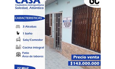 se vende casa Ciudadela metropolitana - Soledad