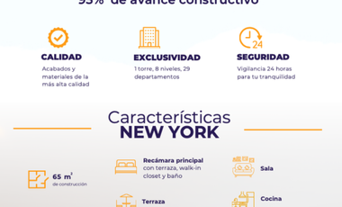 Departamento en Venta en Toluca, Col. Morelos. Modelo New York