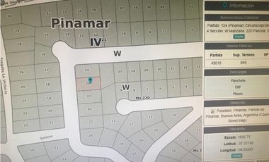 LOTE EN VENTA  PINAMAR FRONTERA