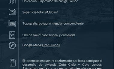 Terreno en Venta, Coto Juncos, Tlajomulco de Zuñiga, Jalisco