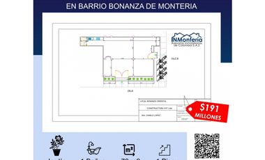 VENTA DE LOCAL  EN CONSTRUCCION BARRIO BONANZA MONTERIA