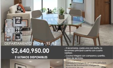 DEPARTAMENTO DE 2 RECÁMARAS DE LUJO EN VENTA.CARMEN, CAMPECHE