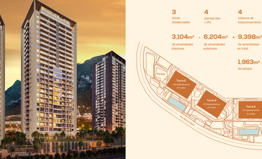 VENTA DE DEPARTAMENTOS EN TORRE WEST VALLE PONIENTE SANTA CATARINA
