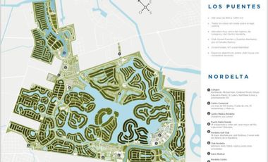Terreno a la laguna en venta, Barrio Los Puentes Nordelta, orientación Norte