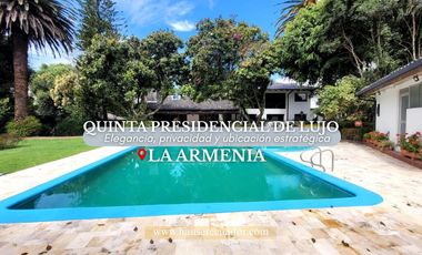 Amplia Quinta en Venta de 2 hectáreas, con seguridad y áreas comunales, sector la Armenia, Quito