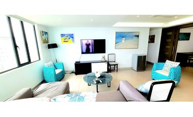 En venta departamento amoblado con vista al mar edf. Poseidón en Manta