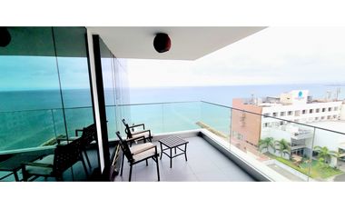 En venta departamento amoblado con vista al mar edf. Poseidón en Manta