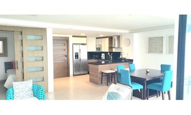 En venta departamento amoblado con vista al mar edf. Poseidón en Manta