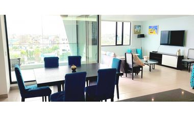 En venta departamento amoblado con vista al mar edf. Poseidón en Manta