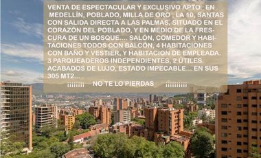 Venta apartamento lujo Medellín Poblado superior santas palmas luxury