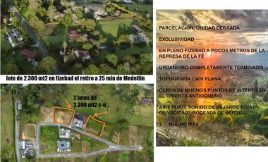 Venta lote parcelación antioquia retiro fizebad represa rebajado