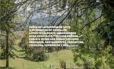 Venta lote parcelación antioquia retiro fizebad represa rebajado