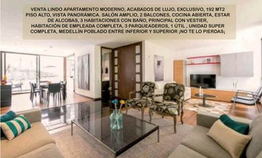 Venta Apartamento Medellín poblado lujo moderno luxury 192 mt2 vista