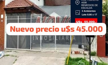 CASA 3 AMBIENTES SOBRE LOTE PROPIO OPORTUNIDAD HOY U$S 45 MIL ANTESU$S55 MIL