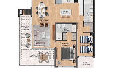 DEPARTAMENTO EN VENTA   - 2 AMBIENTES MAR DE LAS PAMPAS