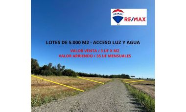 ARRIENDO LOTES DE 5.000 M2-3 UF X M2 CRUCE UNIHUE.