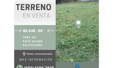 VENTA DE TERRENO EN CHAME