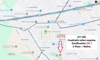 Terreno Lote para desarrollo UR1 en  Pilar Centro zona plaza y estación
