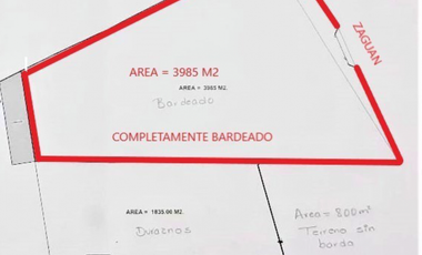 Terreno Bardeado 3985 M2, Huasca de Ocampo, San Miguel Regla Hgo.