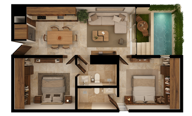 Departamento(2R+G) en Venta en Pionera Apartments, Conkal