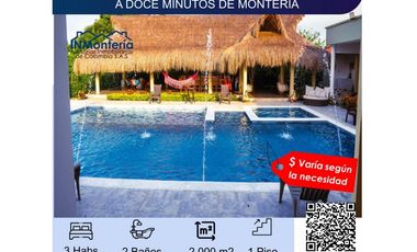 ARRIENDO DE CASA CAMPESTRE A DOCE MINUTOS DE MONTERIA