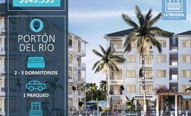 Venta Depart con Vista Al Río, 2 Dorm, PB, Patio, Urb. Provenza  MFV-AQT-GYE