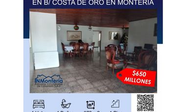SE VENDE CASA EN BARRIO COSTA DE ORO DE  MONTERIA