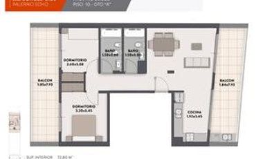DEPARTAMENTO A ESTRENAR EN VENTA DE 2 AMBIENTES EN SUITE Y TOILETTE EN PALERMO SOHO CON AMENITIES