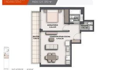 DEPARTAMENTO A ESTRENAR EN VENTA DE 2 AMBIENTES EN SUITE Y TOILETTE EN PALERMO SOHO CON AMENITIES
