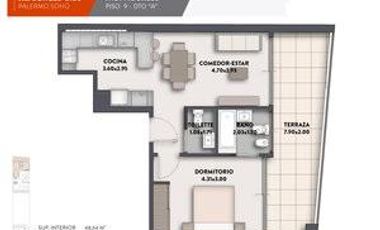 DEPARTAMENTO A ESTRENAR EN VENTA DE 2 AMBIENTES EN SUITE Y TOILETTE EN PALERMO SOHO CON AMENITIES