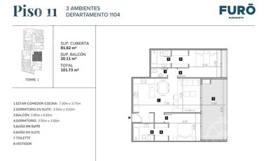 Departamento 3 Ambientes  en Furo Buenavista - Full Amenities