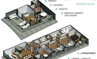 Departamento Exclusivo, Terraza privada con quincho y asador - Cerro De Las Rosas