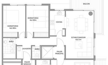 Departamento de 3 ambientes. Edificio ALMINAR 1